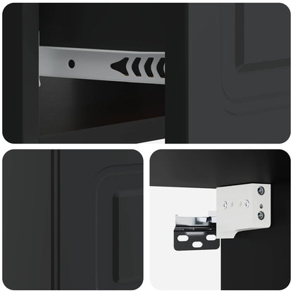 vidaXL Wall-Mounted Bedside Cabinet Black 49 x 34.5 x 20 cm