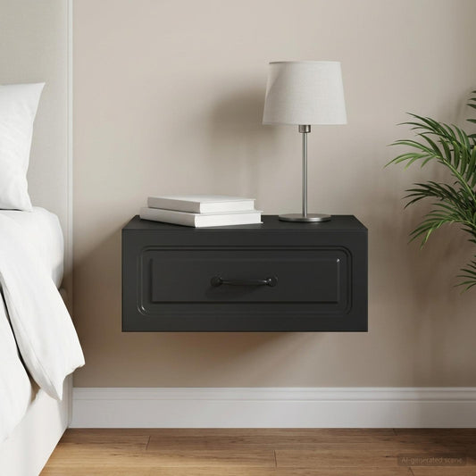 vidaXL Wall-Mounted Bedside Cabinet Black 49 x 34.5 x 20 cm