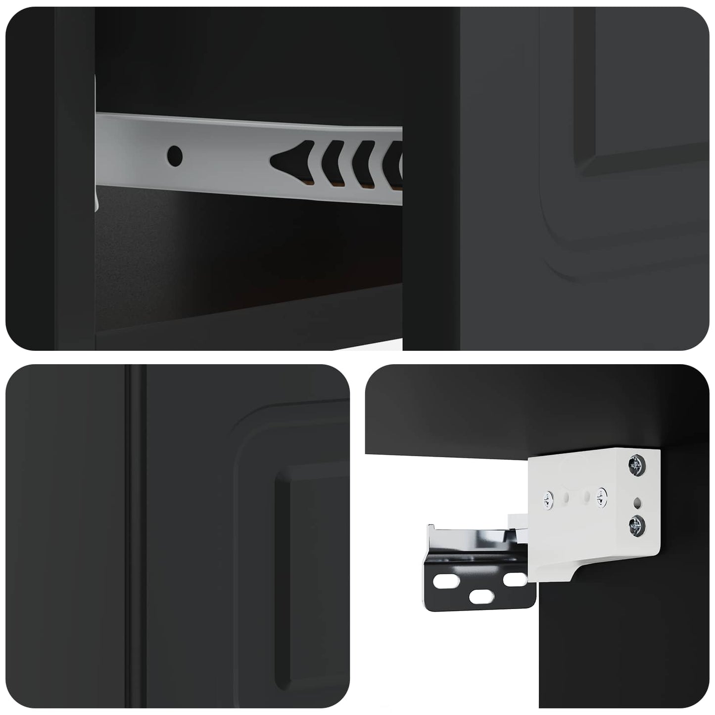 vidaXL Wall-Mounted Bedside Cabinet 2 pcs Black 49 x 34.5 x 20 cm