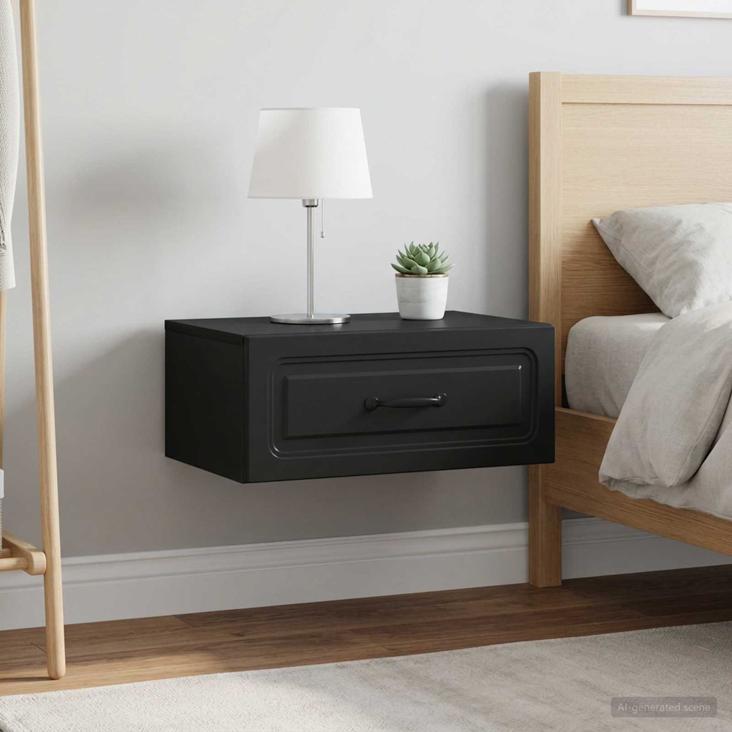 vidaXL Wall-Mounted Bedside Cabinet 2 pcs Black 49 x 34.5 x 20 cm