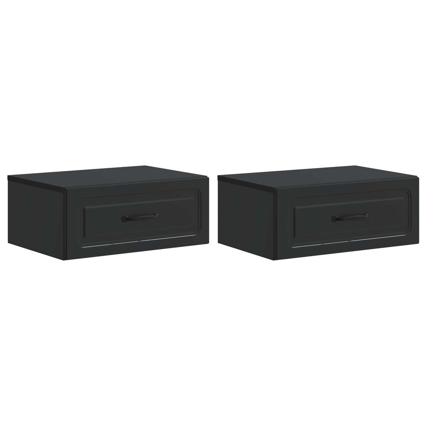vidaXL Wall-Mounted Bedside Cabinet 2 pcs Black 49 x 34.5 x 20 cm