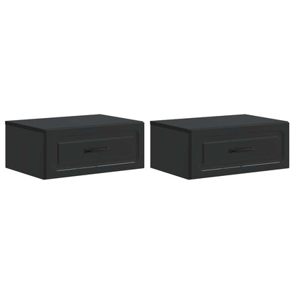 vidaXL Wall-Mounted Bedside Cabinet 2 pcs Black 49 x 34.5 x 20 cm