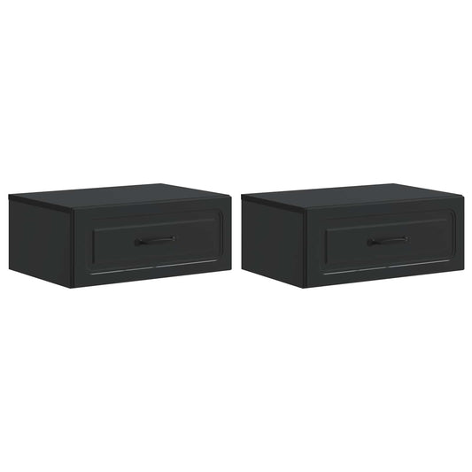 vidaXL Wall-Mounted Bedside Cabinet 2 pcs Black 49 x 34.5 x 20 cm
