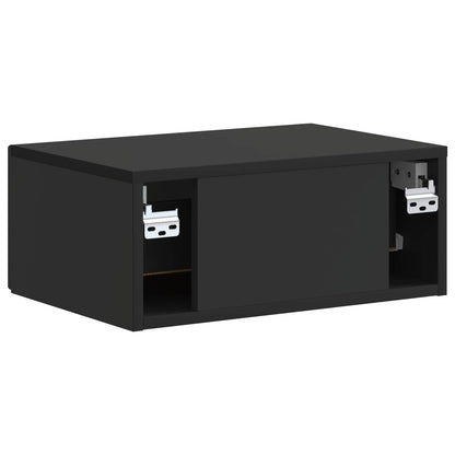 vidaXL Wall-Mounted Bedside Cabinet 2 pcs Black 49 x 34.5 x 20 cm