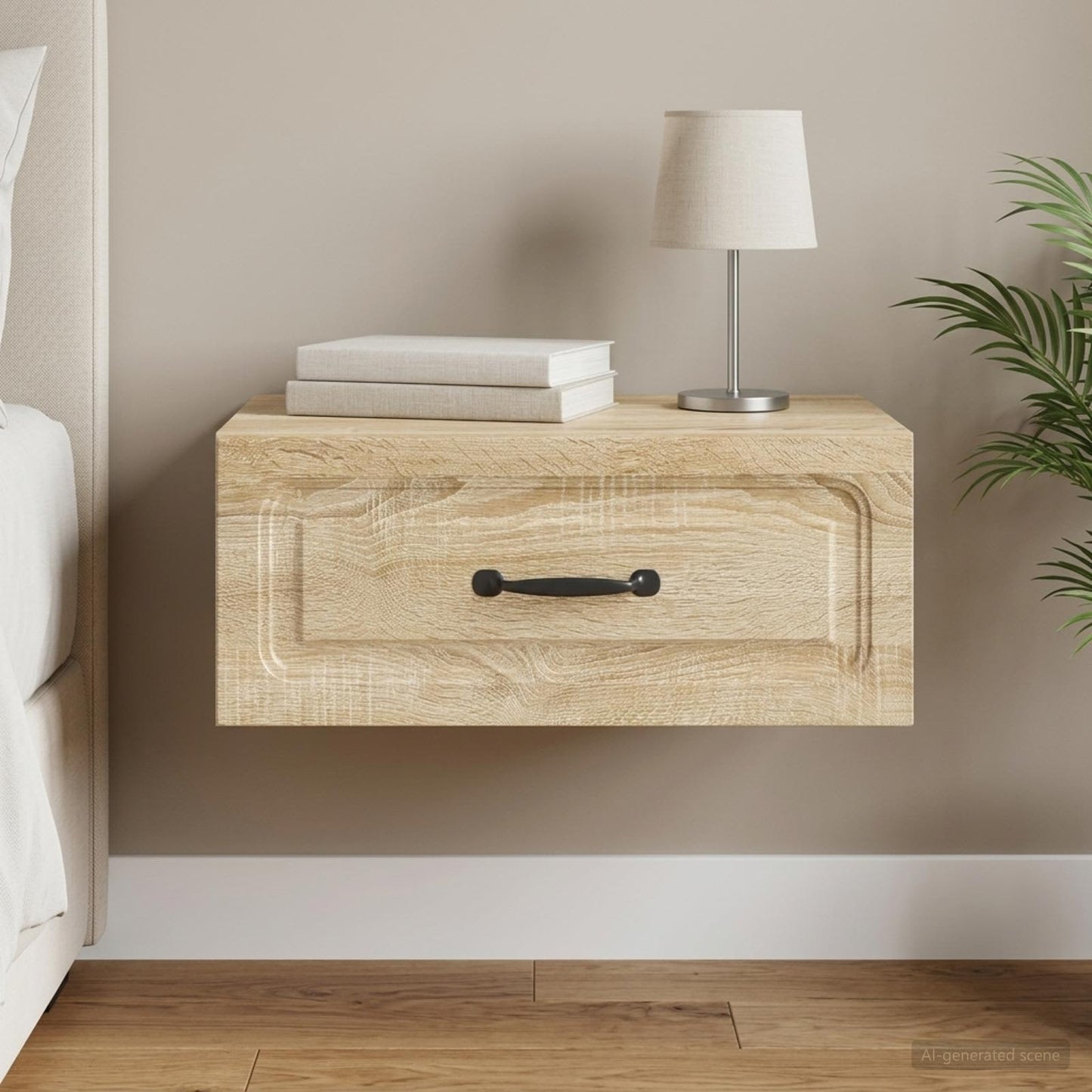 vidaXL Wall-Mounted Bedside Cabinet Sonoma Oak 49 x 34.5 x 20 cm