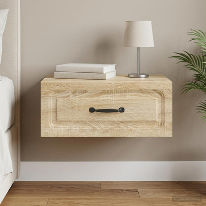 vidaXL Wall-Mounted Bedside Cabinet Sonoma Oak 49 x 34.5 x 20 cm