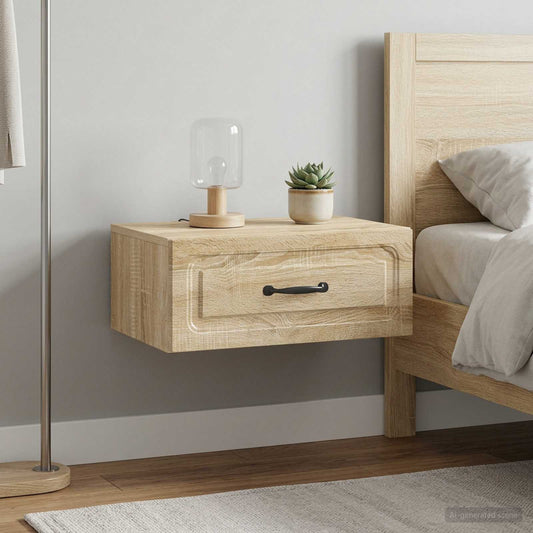vidaXL Wall-Mounted Bedside Cabinet 2 pcs Sonoma Oak 49 x 34.5 x 20 cm