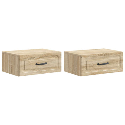 vidaXL Wall-Mounted Bedside Cabinet 2 pcs Sonoma Oak 49 x 34.5 x 20 cm