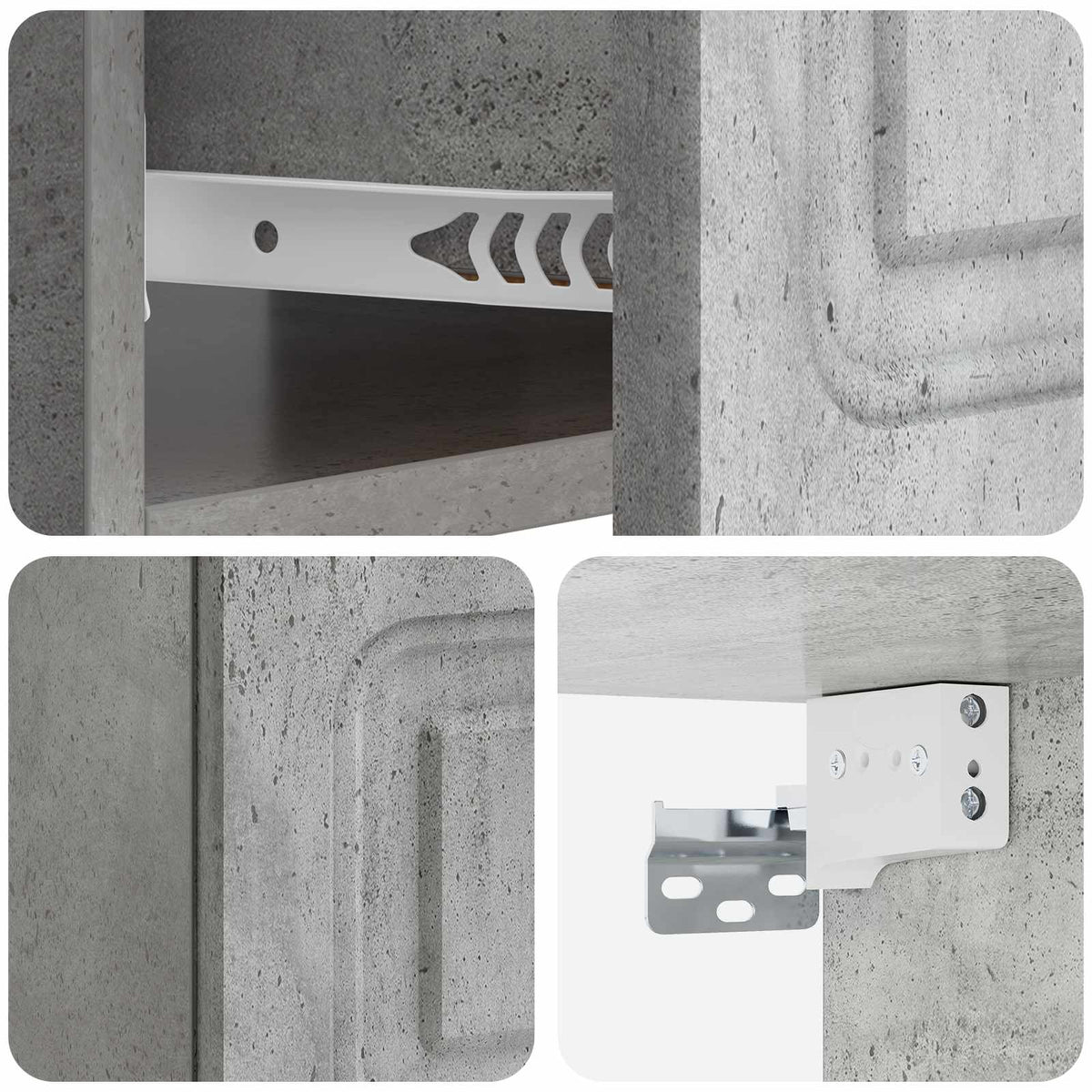 vidaXL Wall-Mounted Bedside Cabinet Concrete Grey 49 x 34.5 x 20 cm