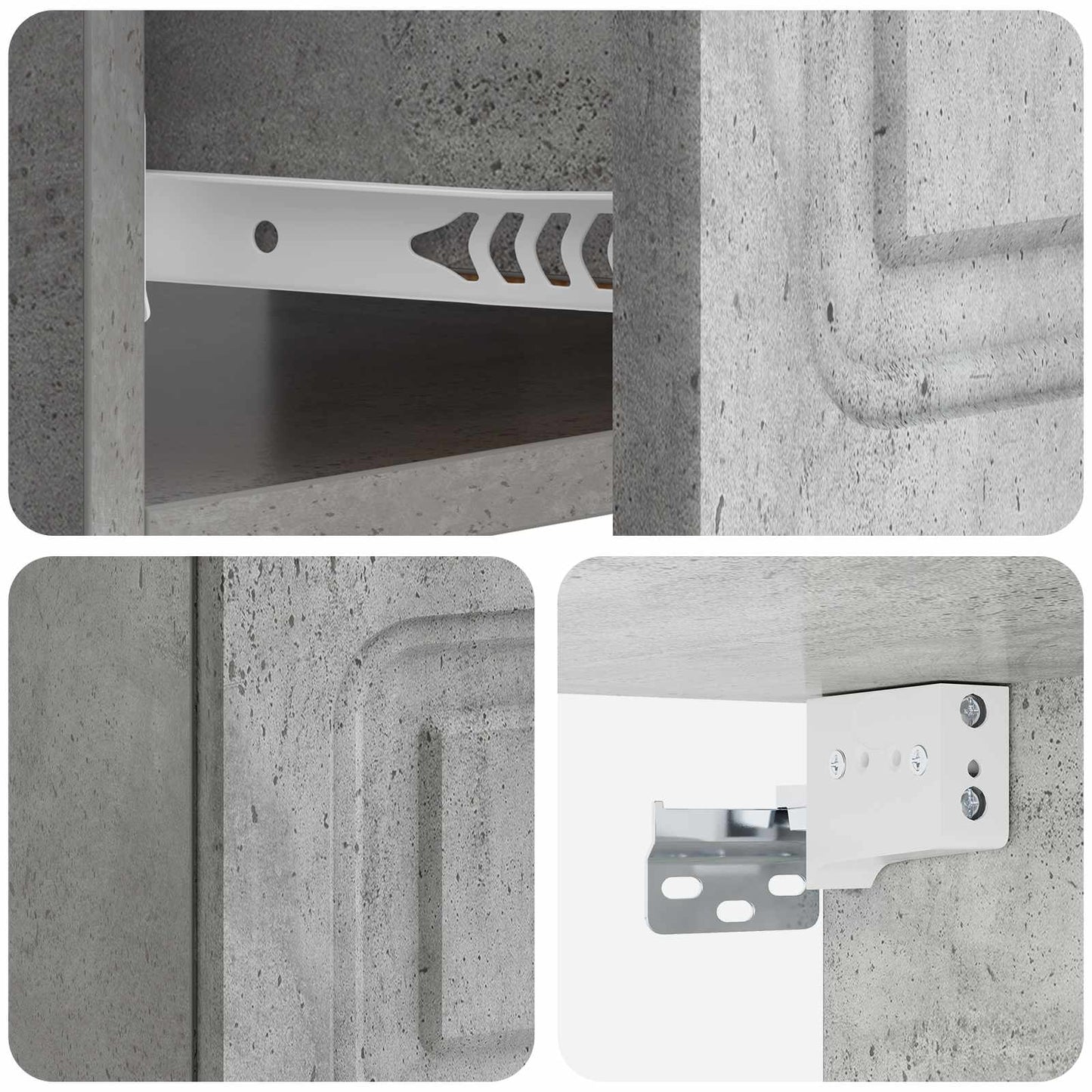 vidaXL Wall-Mounted Bedside Cabinet Concrete Grey 49 x 34.5 x 20 cm