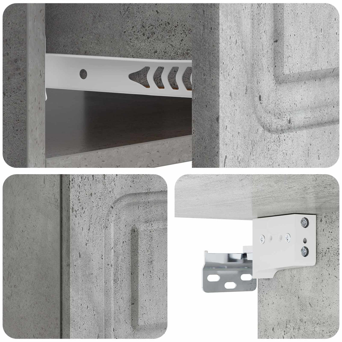 vidaXL Wall-Mounted Bedside Cabinet with Drawer 2 pcs Concrete Grey