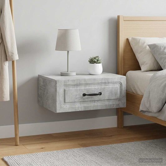 vidaXL Wall-Mounted Bedside Cabinet with Drawer 2 pcs Concrete Grey