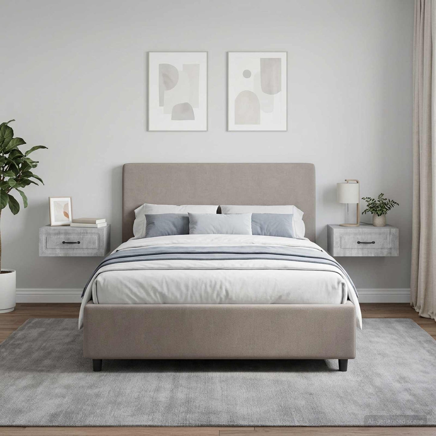 vidaXL Wall-Mounted Bedside Cabinet with Drawer 2 pcs Concrete Grey
