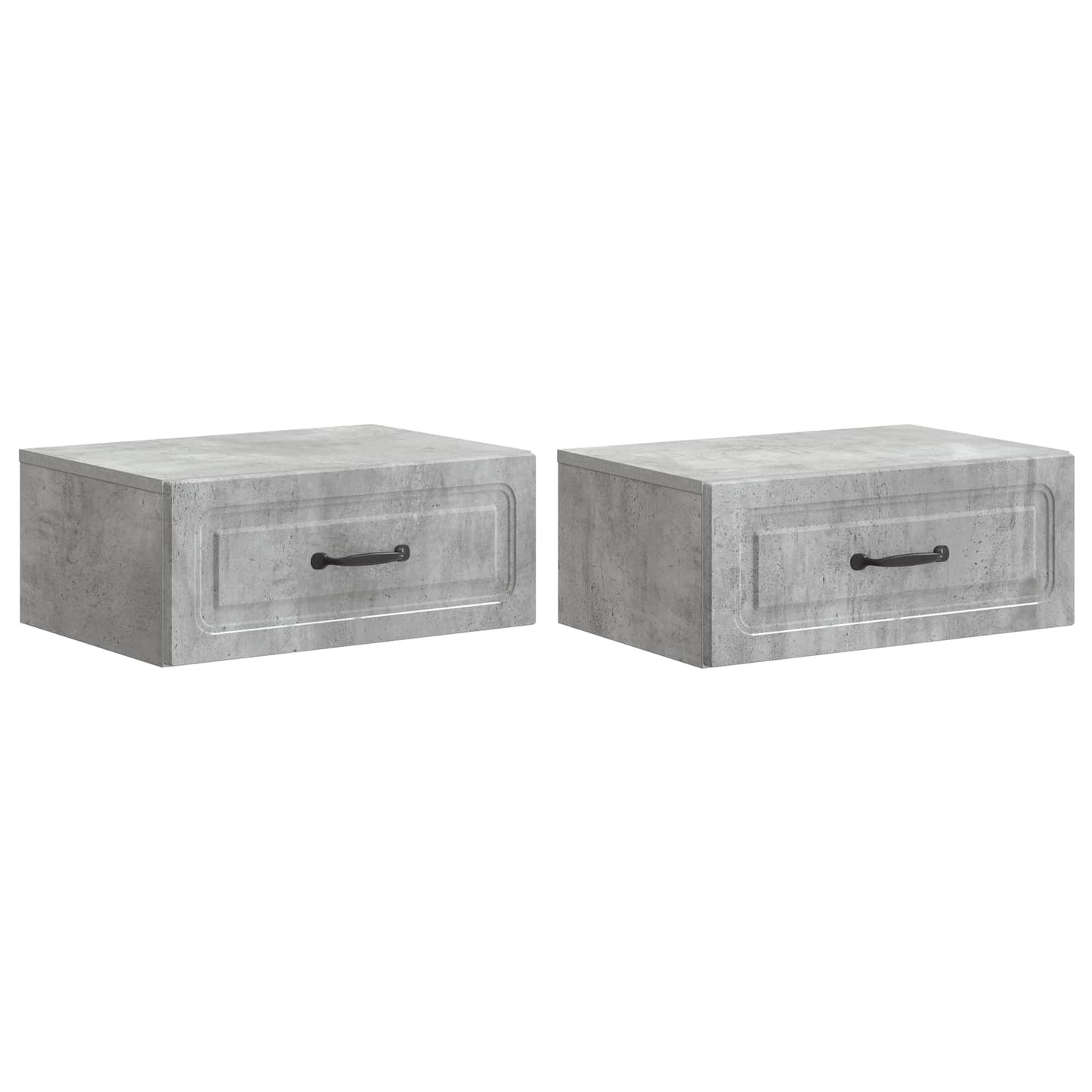 vidaXL Wall-Mounted Bedside Cabinet with Drawer 2 pcs Concrete Grey