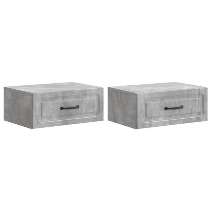 vidaXL Wall-Mounted Bedside Cabinet with Drawer 2 pcs Concrete Grey