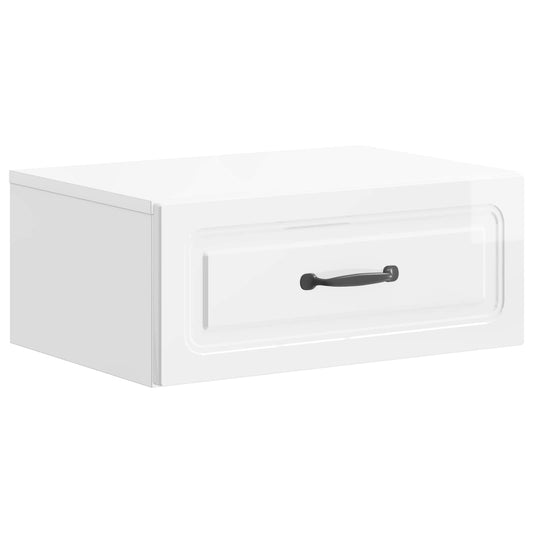vidaXL Wall-Mounted Bedside Cabinet High Gloss White 49 x 34.5 x 20 cm