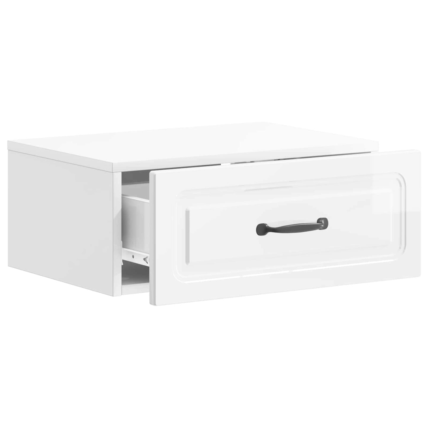 vidaXL Wall-Mounted Bedside Cabinet High Gloss White 49 x 34.5 x 20 cm