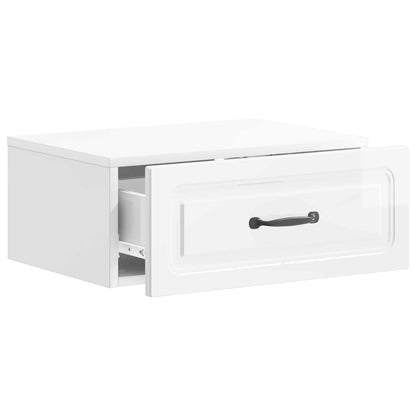 vidaXL Wall-Mounted Bedside Cabinet High Gloss White 49 x 34.5 x 20 cm