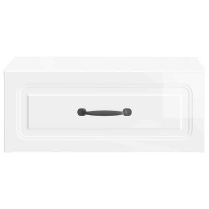 vidaXL Wall-Mounted Bedside Cabinet High Gloss White 49 x 34.5 x 20 cm