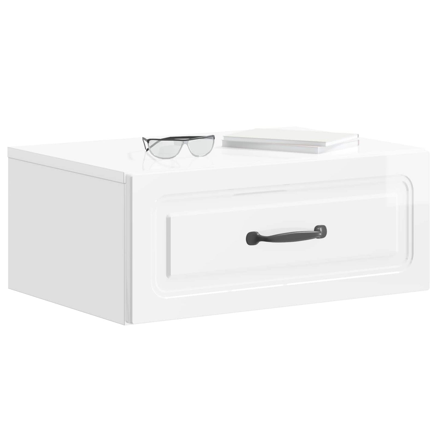 vidaXL Wall-Mounted Bedside Cabinet High Gloss White 49 x 34.5 x 20 cm