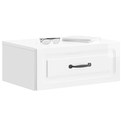vidaXL Wall-Mounted Bedside Cabinet High Gloss White 49 x 34.5 x 20 cm