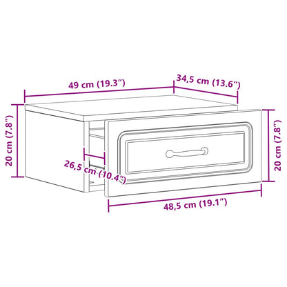 vidaXL Wall-Mounted Bedside Cabinet High Gloss White 49 x 34.5 x 20 cm
