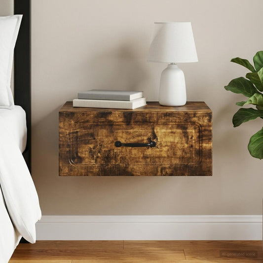 vidaXL Wall-Mounted Bedside Cabinet Smoked Oak 49 x 34.5 x 20 cm