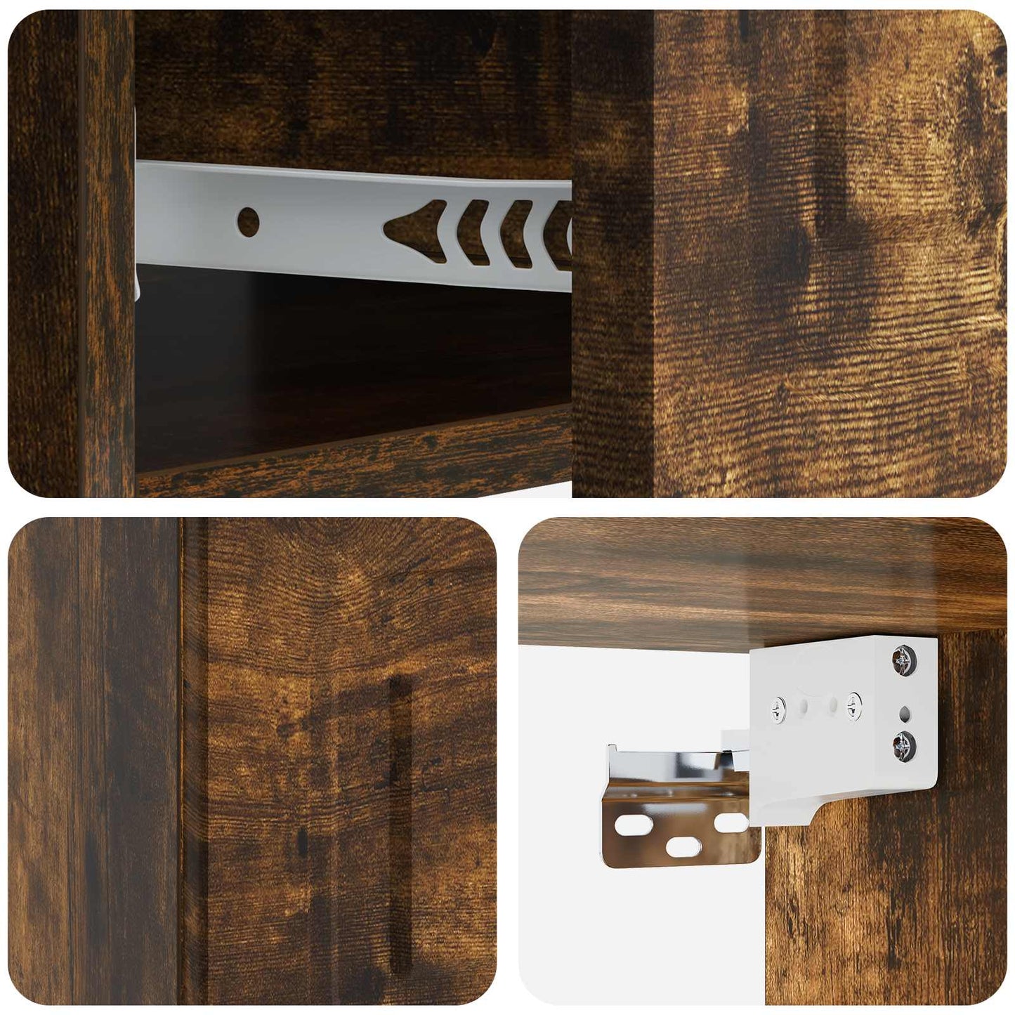 vidaXL Wall-Mounted Bedside Cabinet 2 pcs Smoked Oak 49 x 34.5 x 20 cm