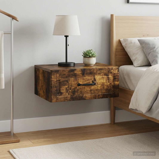 vidaXL Wall-Mounted Bedside Cabinet 2 pcs Smoked Oak 49 x 34.5 x 20 cm