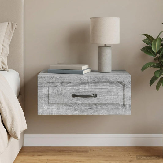 vidaXL Wall-Mounted Bedside Cabinet Grey Sonoma 49 x 34.5 x 20 cm