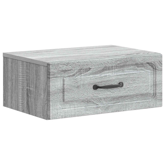 vidaXL Wall-Mounted Bedside Cabinet Grey Sonoma 49 x 34.5 x 20 cm