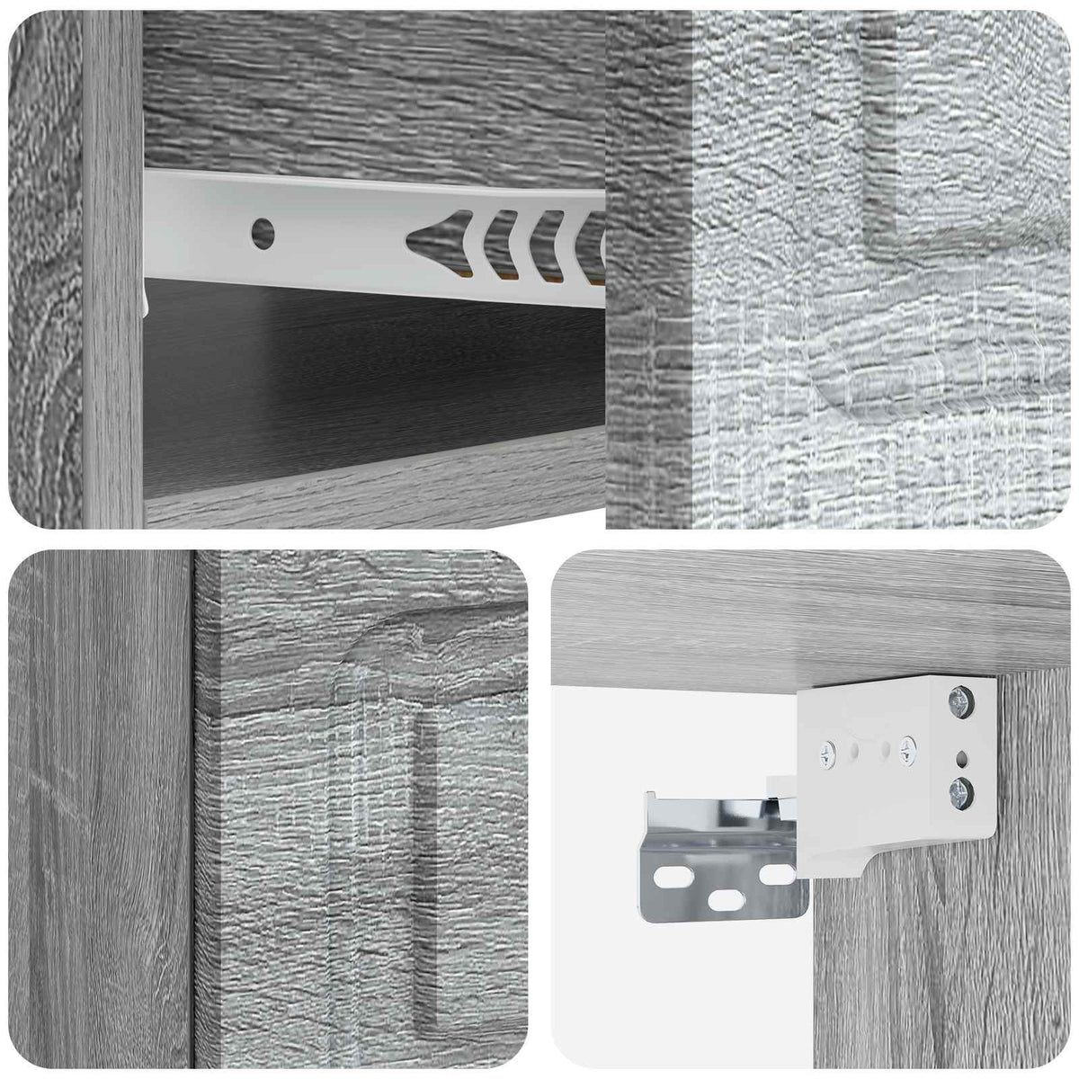 vidaXL Wall-Mounted Bedside Cabinet 2 pcs Grey Sonoma
