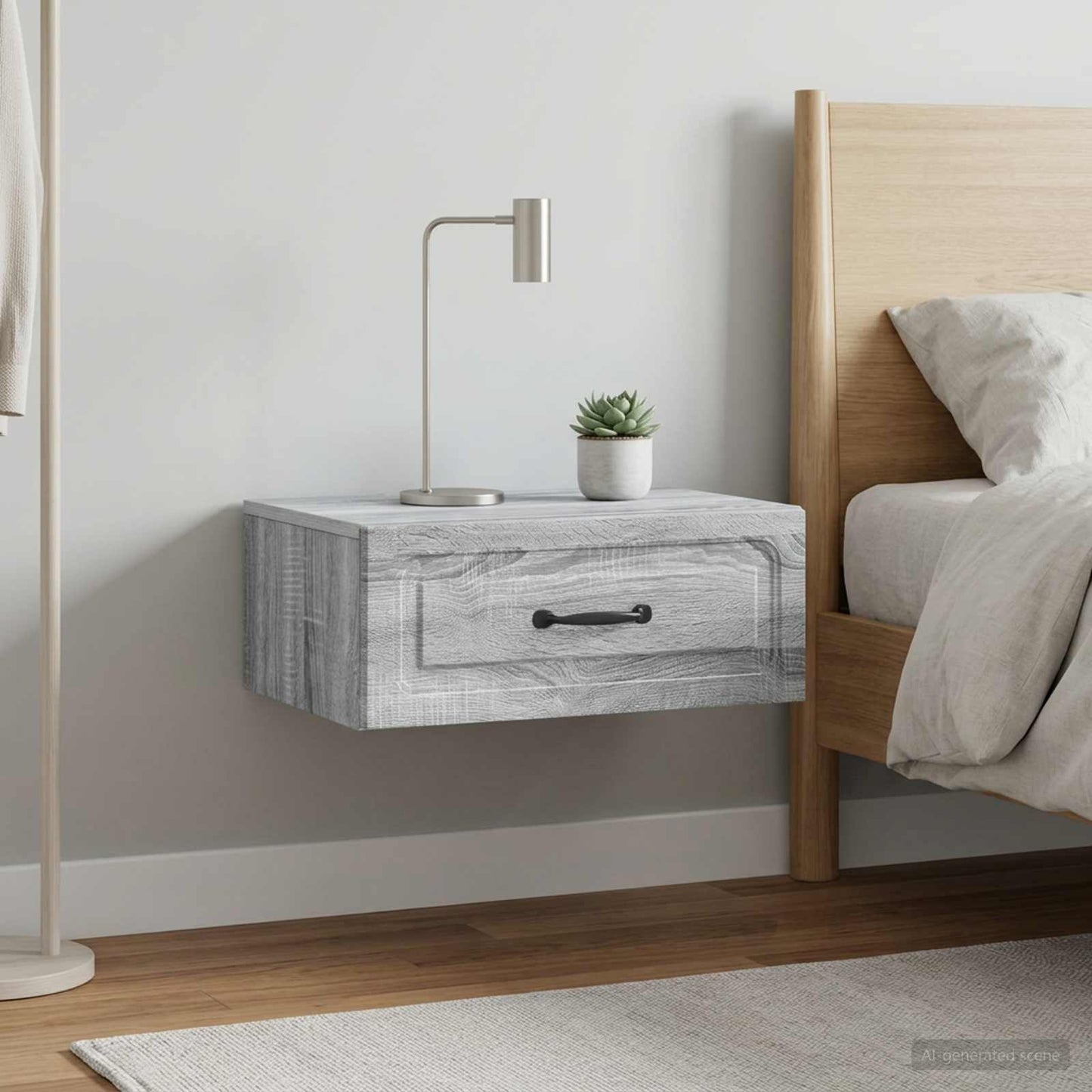 vidaXL Wall-Mounted Bedside Cabinet 2 pcs Grey Sonoma Engineered Wood