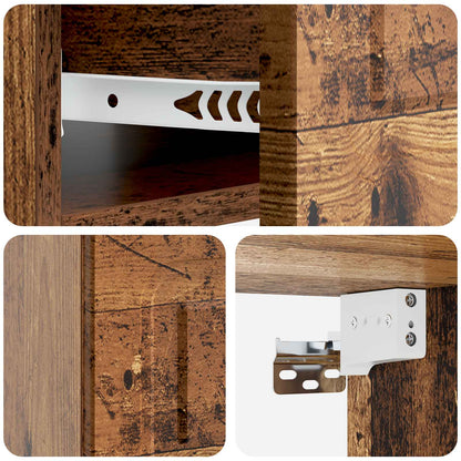 vidaXL Wall-Mounted Bedside Cabinet Old Wood 49 x 34.5 x 20 cm
