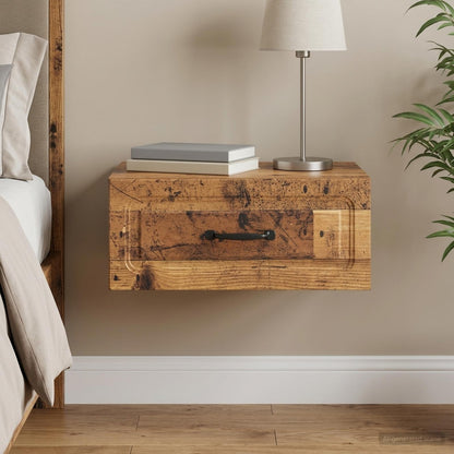 vidaXL Wall-Mounted Bedside Cabinet Old Wood 49 x 34.5 x 20 cm