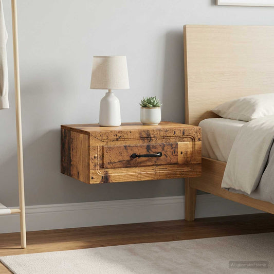 vidaXL Wall-Mounted Bedside Cabinet 2 pcs Old Wood 49 x 34.5 x 20 cm