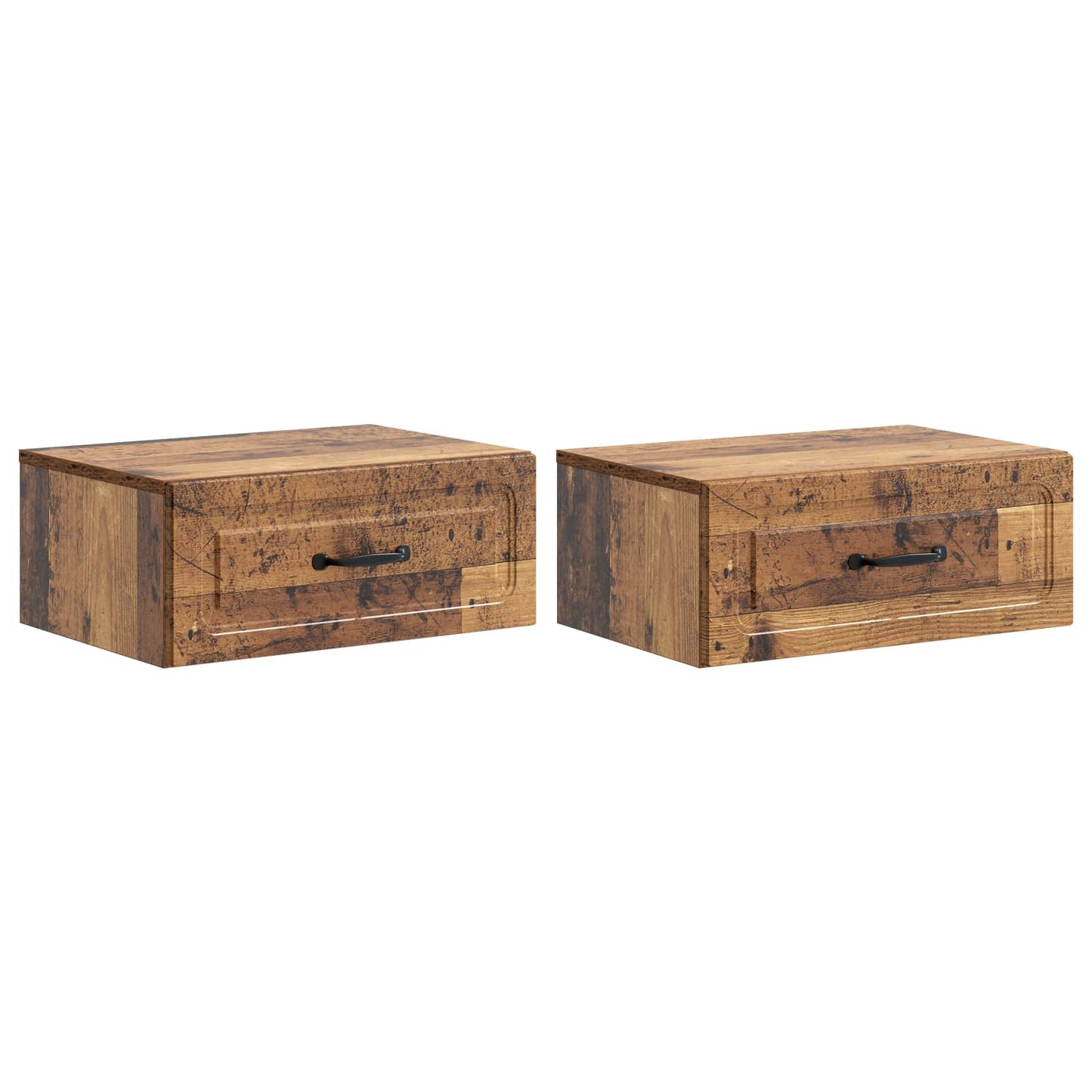 vidaXL Wall-Mounted Bedside Cabinet 2 pcs Old Wood 49 x 34.5 x 20 cm
