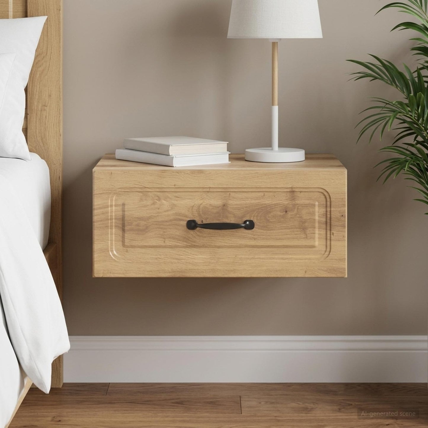 vidaXL Wall-Mounted Bedside Cabinet Artisan Oak 49 x 34.5 x 20 cm