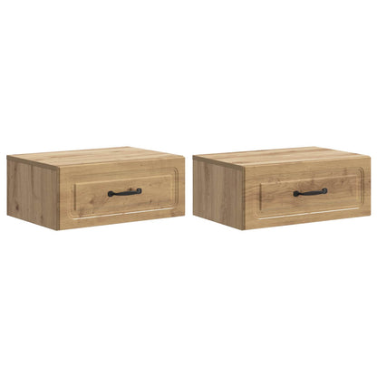 vidaXL Wall-Mounted Bedside Cabinet 2 pcs Artisan Oak