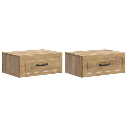 vidaXL Wall-Mounted Bedside Cabinet 2 pcs Artisan Oak