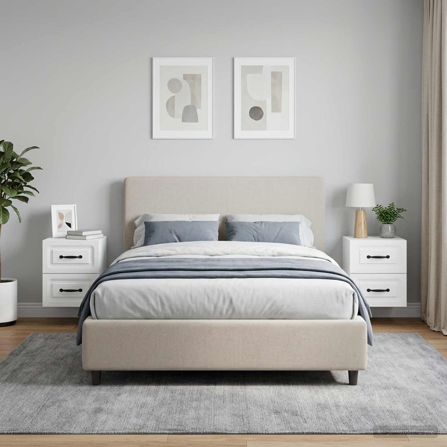 vidaXL Wall-Mounted Bedside Cabinet 2 pcs White 34.5 x 33 x 40 cm