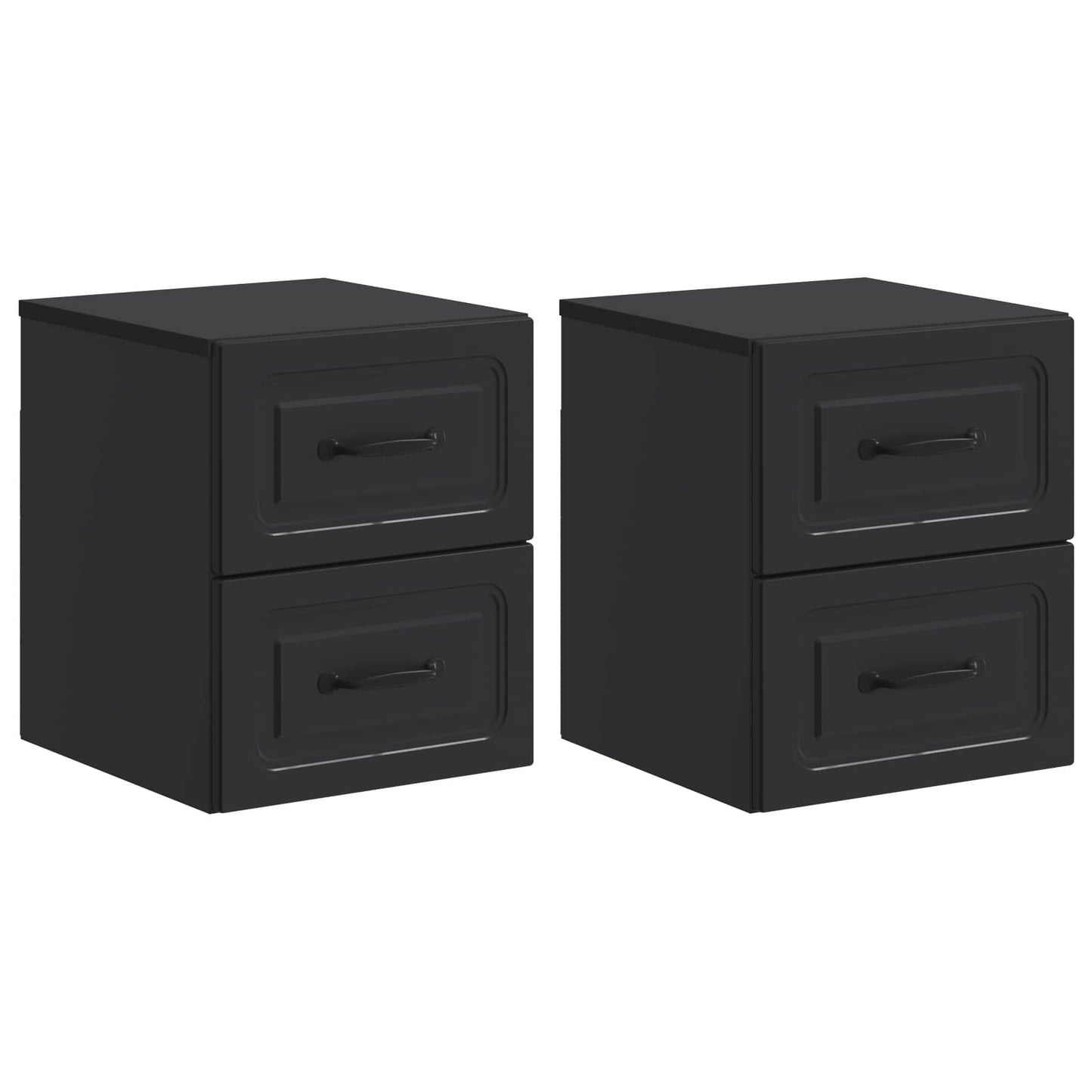 vidaXL Wall-Mounted Bedside Cabinet 2 pcs Black 34.5 x 33 x 40 cm