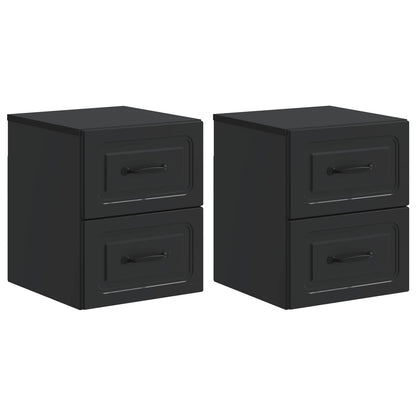 vidaXL Wall-Mounted Bedside Cabinet 2 pcs Black 34.5 x 33 x 40 cm