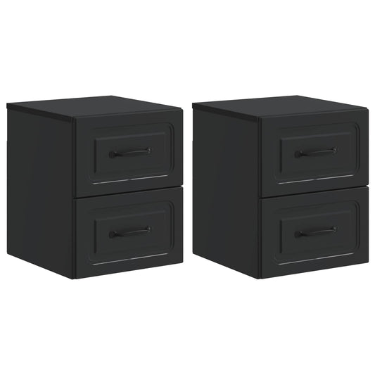 vidaXL Wall-Mounted Bedside Cabinet 2 pcs Black 34.5 x 33 x 40 cm