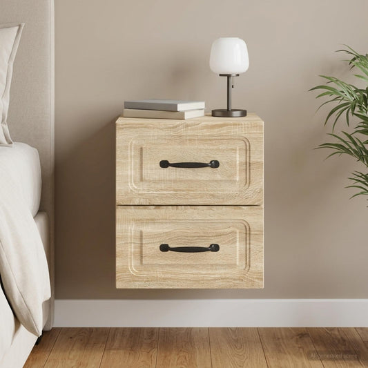 vidaXL Wall-Mounted Bedside Cabinet Sonoma Oak 34.5 x 33 x 40 cm