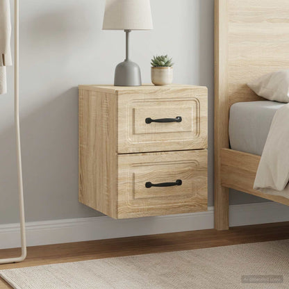 vidaXL Wall-Mounted Bedside Cabinet 2 pcs Sonoma Oak 34.5 x 33 x 40 cm