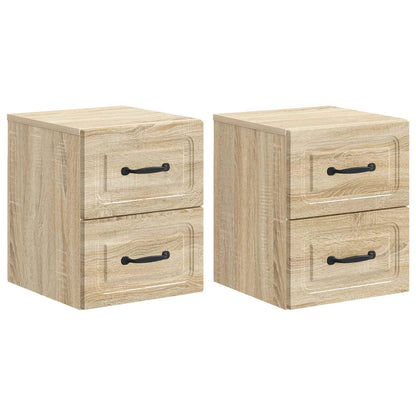 vidaXL Wall-Mounted Bedside Cabinet 2 pcs Sonoma Oak 34.5 x 33 x 40 cm