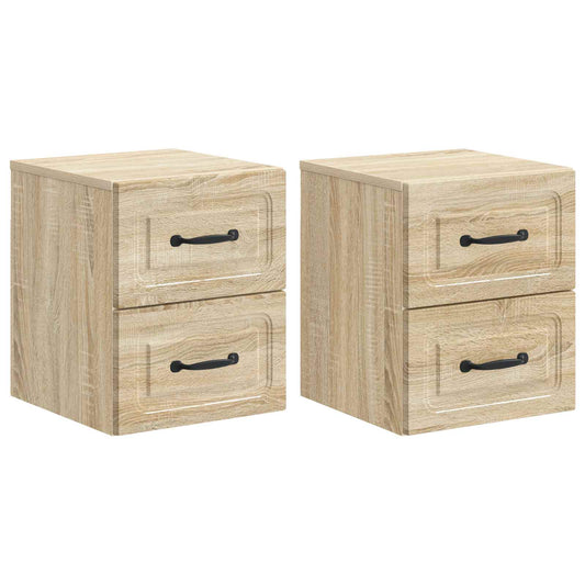 vidaXL Wall-Mounted Bedside Cabinet 2 pcs Sonoma Oak 34.5 x 33 x 40 cm