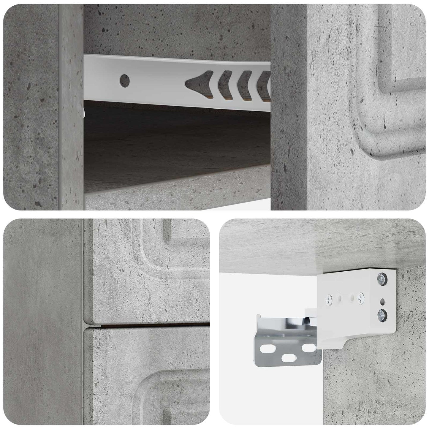 vidaXL Wall-Mounted Bedside Cabinet with Drawer 2 pcs Concrete Grey