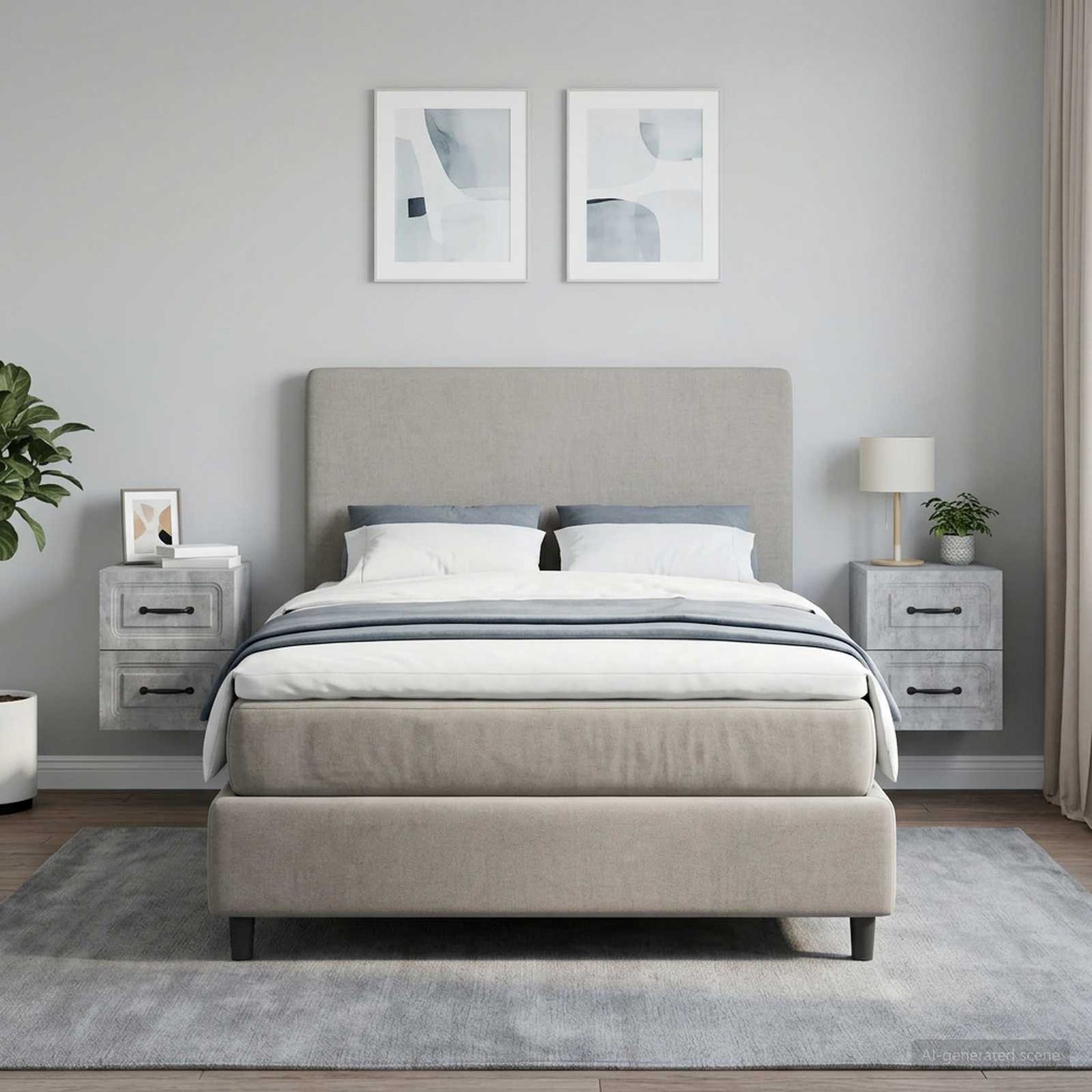 vidaXL Wall-Mounted Bedside Cabinet with Drawer 2 pcs Concrete Grey